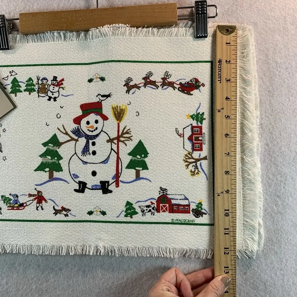 Pfatzgraff 1992 Christmas Placemats Set‎ of 2 Snow Village 16095 USA Made